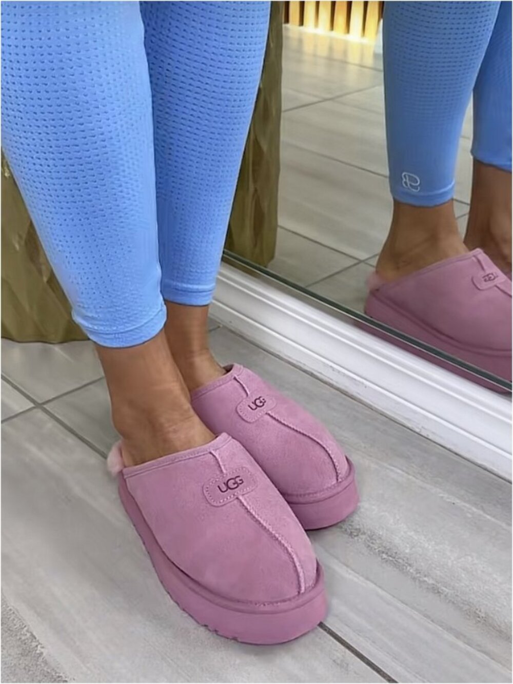 UGG Discoquette Genuine Shearling Slide Slipper in Dusty Orchid US 9